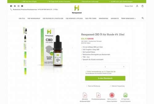 Screenshot von Hempamed CBD Öl für Hunde