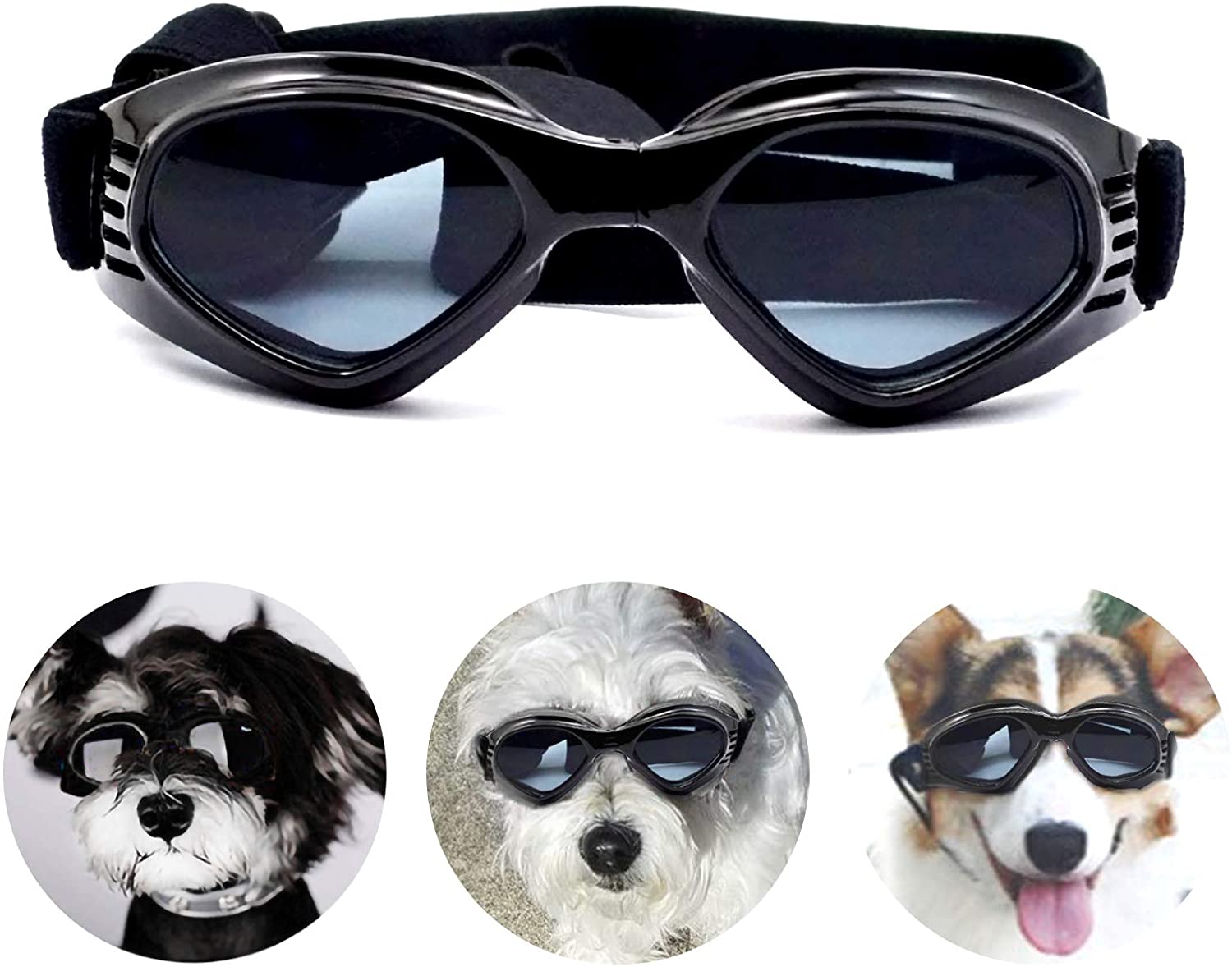 PetPhindU Hundebrille Hundegesichtsmaske Hundebrillen Weicher Rahmen Wind/Wasser/Schnee/Uv Proof Hundesonnenbrillen für Large Medium Hunde 